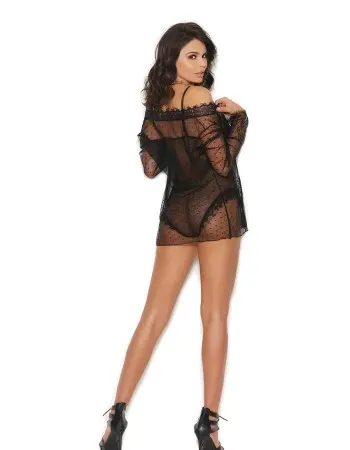 Dotted Mesh Teddy and Jacket - Black - Large