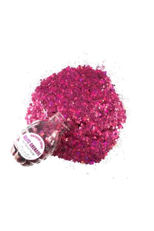 Raspberry Rushie Cosmetic Glitter Glitz Grenade Keychain in Aloe Gel