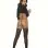 Sheer Thigh Hi With Striped Top - One Size -  Black