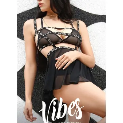 Boss Af Suspender Skater Skirt - Black - M/l
