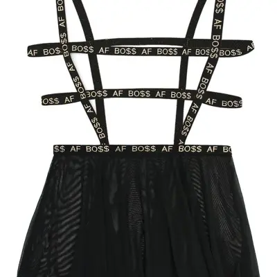 Boss Af Suspender Skater Skirt - Black - M/l