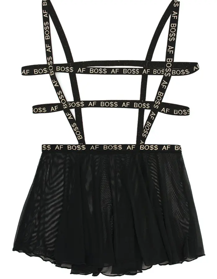 Boss Af Suspender Skater Skirt - Black - M/l