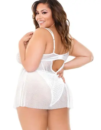 Isla Babydoll and Panty Set - White - 3x4x