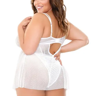 Isla Babydoll and Panty Set - White - 3x4x