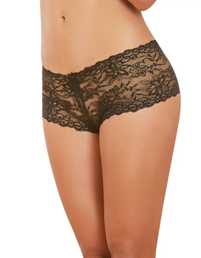Open Crotch Boyshort - Large - Black
