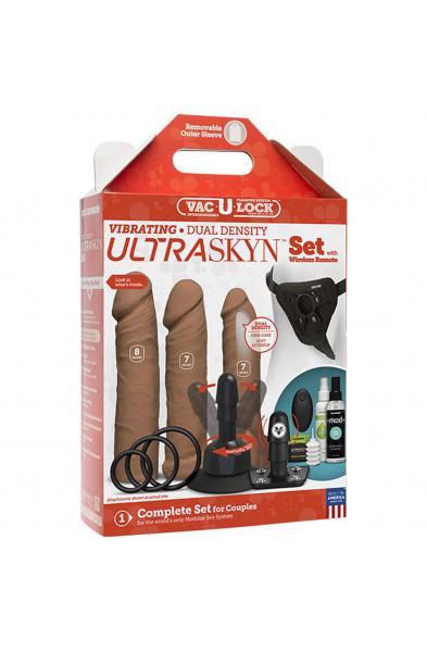 Vac-U-Lock - Vibrating Dual Density Ultraskyn Set With Wireless Remote