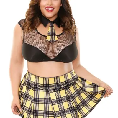 As if School Girl Costume Set - Black/ Yellow -  3x4x