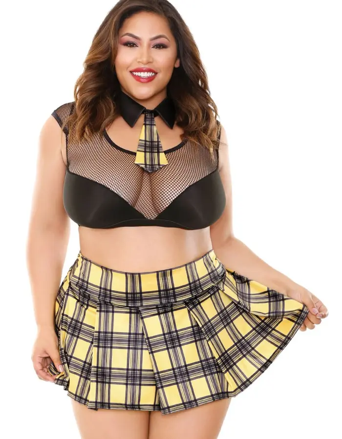 As if School Girl Costume Set - Black/ Yellow -  3x4x
