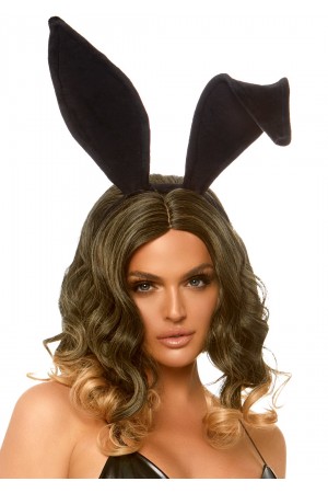 Bendable Velvet Bunny Rabbit Ears - Black