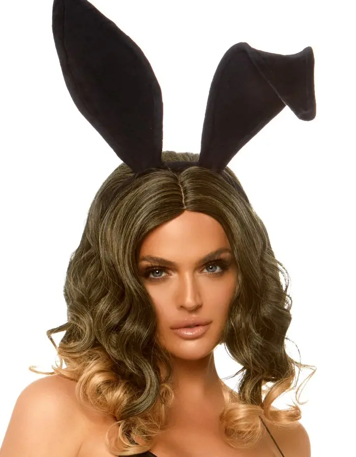 Bendable Velvet Bunny Rabbit Ears - Black