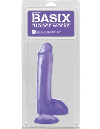 Basix Rubber Works 8 Inch Dong With Suction Cup -  Purple