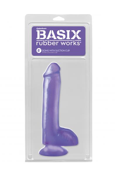 Basix Rubber Works 8 Inch Dong With Suction Cup -  Purple