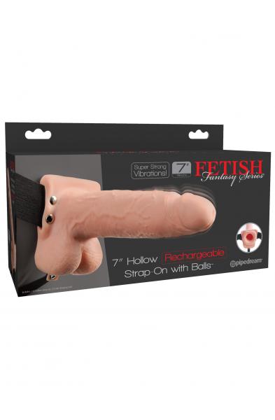 Fetish Fantasy Series 7 Inch Hollow Rechargeable Strap-on With Balls - Flesh