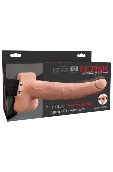 Fetish Fantasy Series 9 Inch Hollow Rechargeable Strap-on With Balls - Flesh