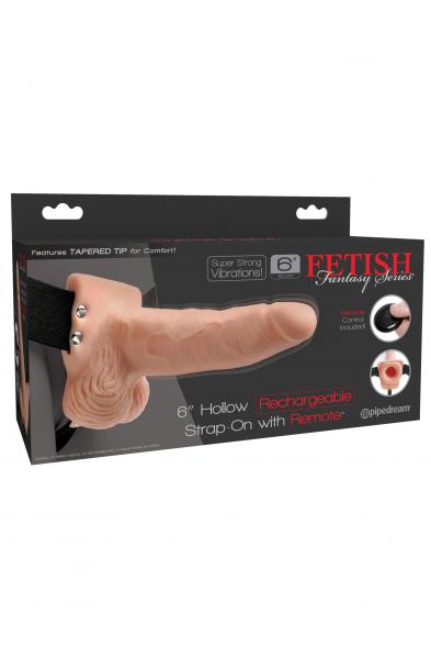 Fetish Fantasy Series 6 Inch Hollow Rechargeable Strap-on With Remote - Flesh