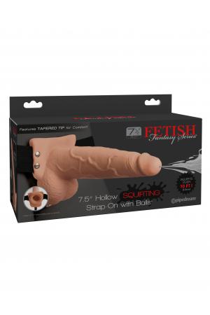 Fetish Fantasy Series 7.5 Inch Hollow Squirting Strap-on With Balls - Flesh