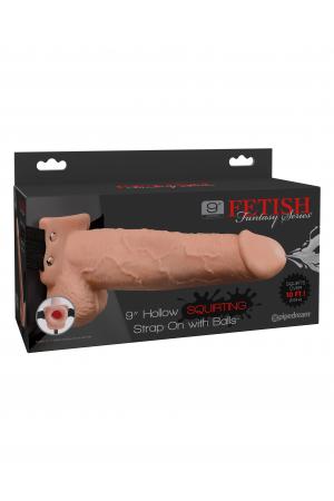 Fetish Fantasy Series 9 Inch Hollow Squirting Strap-on With Balls - Flesh