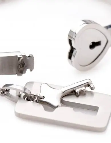 Cuffed Locking Bracelet and Key Necklace