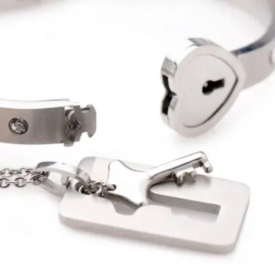 Cuffed Locking Bracelet and Key Necklace