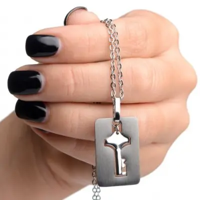 Cuffed Locking Bracelet and Key Necklace