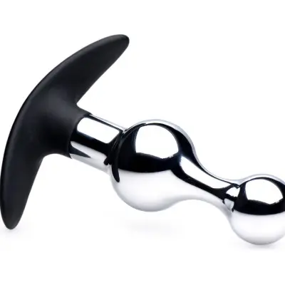 Dark Drop Metal and Silicone Beaded Anal Plug