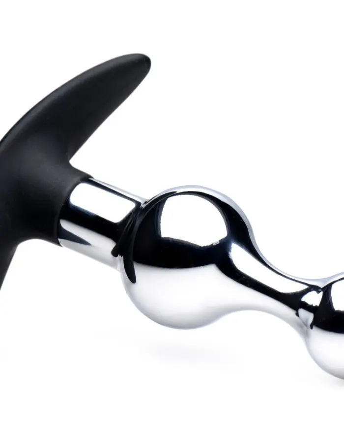 Dark Drop Metal and Silicone Beaded Anal Plug