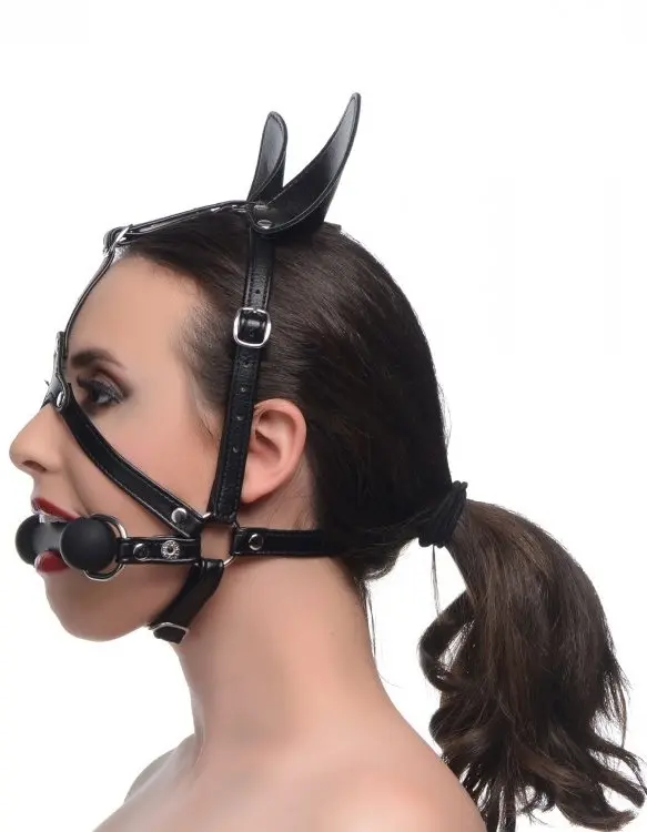 Dark Horse Pony Head Harness With Silicone Bit