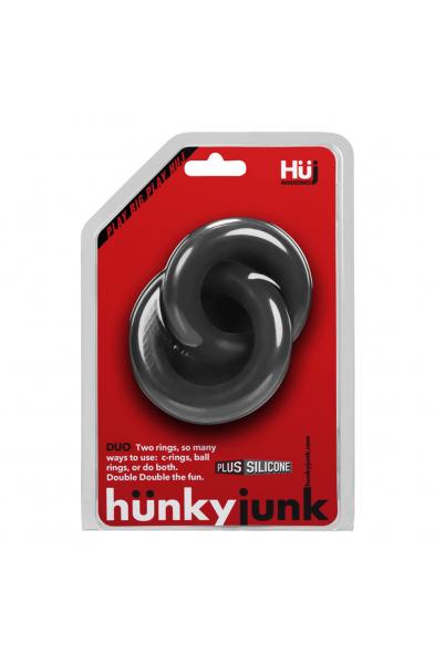 Hunkyjunk Duo Linked Cock Ball Rings - Tar