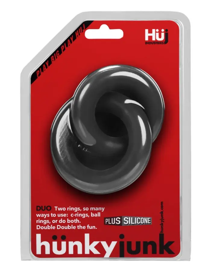 Hunkyjunk Duo Linked Cock Ball Rings - Tar