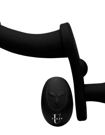 Double Take Black 10x Vibrating Double Penetration Adjustable Strap-On