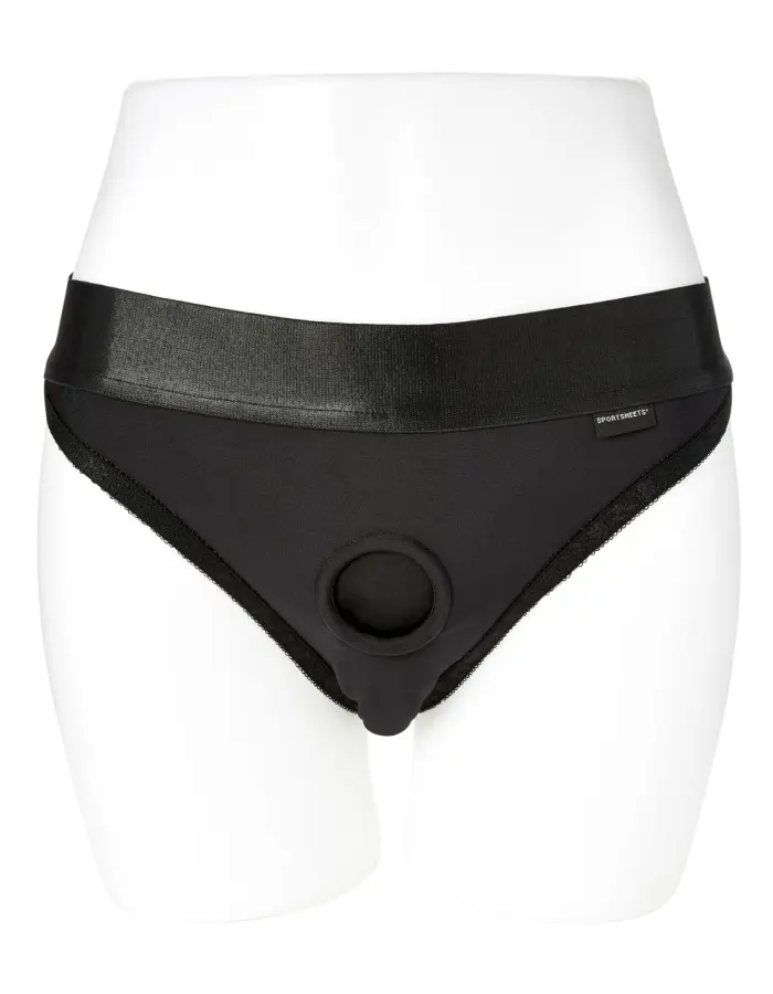 Em. Ex. Active Harness Wear Crotchless Silhouette - Black - Extra Small
