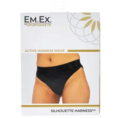 Em. Ex. Active Harness Wear Crotchless Silhouette - Black - Extra Small