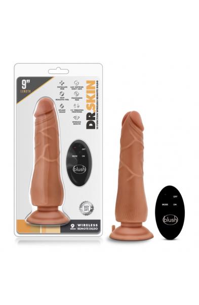 Dr. Skin - 9 Inch 10 Function Wireless Remote Dildo - Mocha