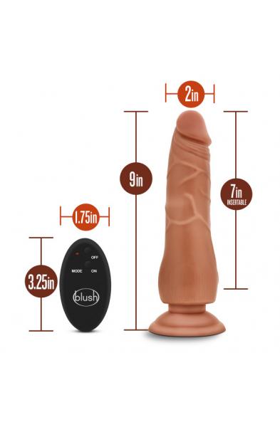 Dr. Skin - 9 Inch 10 Function Wireless Remote Dildo - Mocha