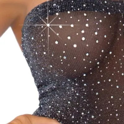 Shimmery Rhinestone Tube Dress - One Size - Black/silver