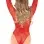 Rhinestone Snap Crotch Bodysuit - One Size - Red