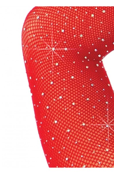 Rhinestone Snap Crotch Bodysuit - One Size - Red