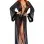 3pc Fur Trimmed Robe Set - Black - One Size