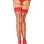 Backseam Fishnet Thigh Highs - One Size - Red / Black