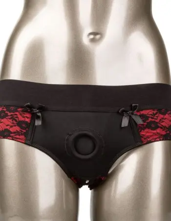 Scandal Crotchless Pegging Panty Set - S/m