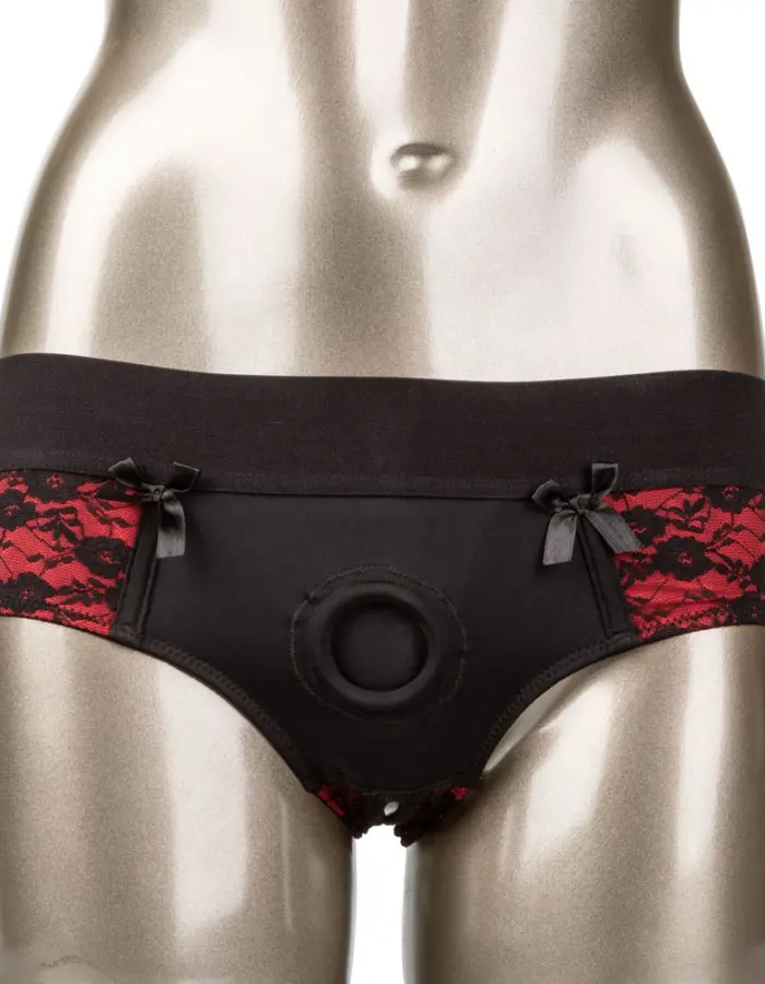 Scandal Crotchless Pegging Panty Set - S/m