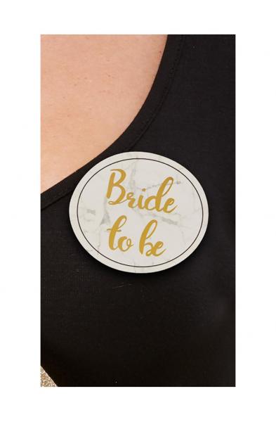 Hen Party Pin Badges - White and Gold - Pack of 5