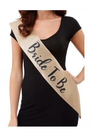 Deluxe Glitter Bride to Be Sash - Black and Gold