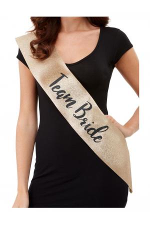 Deluxe Glitter Team Bride Sash - Gold and Black