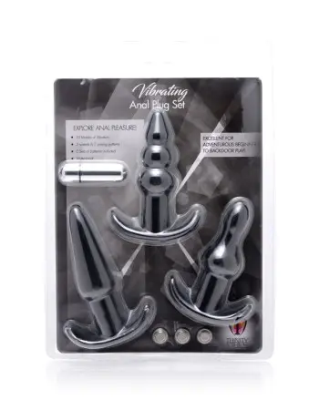 4 Piece Vibrating Anal Plug Set - Black