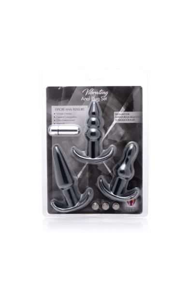 4 Piece Vibrating Anal Plug Set - Black