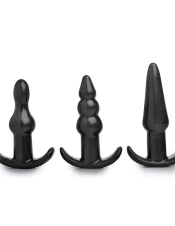 4 Piece Vibrating Anal Plug Set - Black