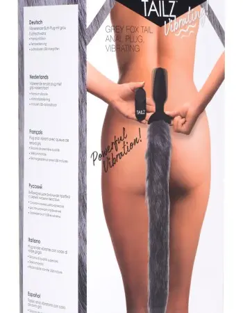 Grey Fox Tail Vibrating Anal Plug