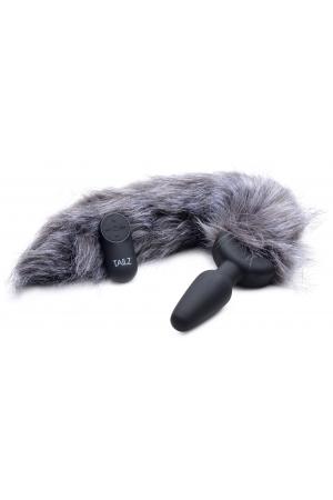 Grey Fox Tail Vibrating Anal Plug