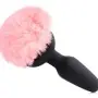 Pink Bunny Tail Vibrating Anal Plug